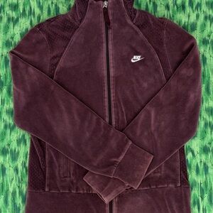 Vintage Nike Women's Deep Burgundy Bomber Jacket